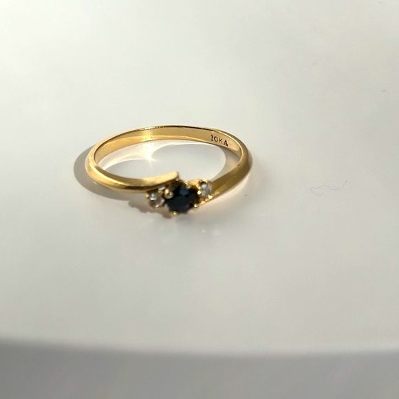 10k real solid gold real Diamonds and real blue topaz size 6​ - Picture 6 of 7